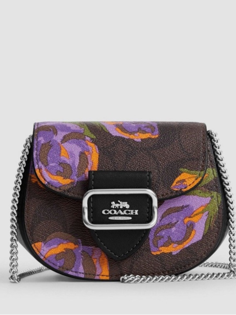 COACH 🌸🪻Mini Morgan Iris Multi Crossbody Bag with Purple & Orange Floral NWOT
